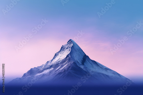 Fotografija A stunning minimalist background of a single mountain unicake against a gradient sky, with a subtle texture adding depth
