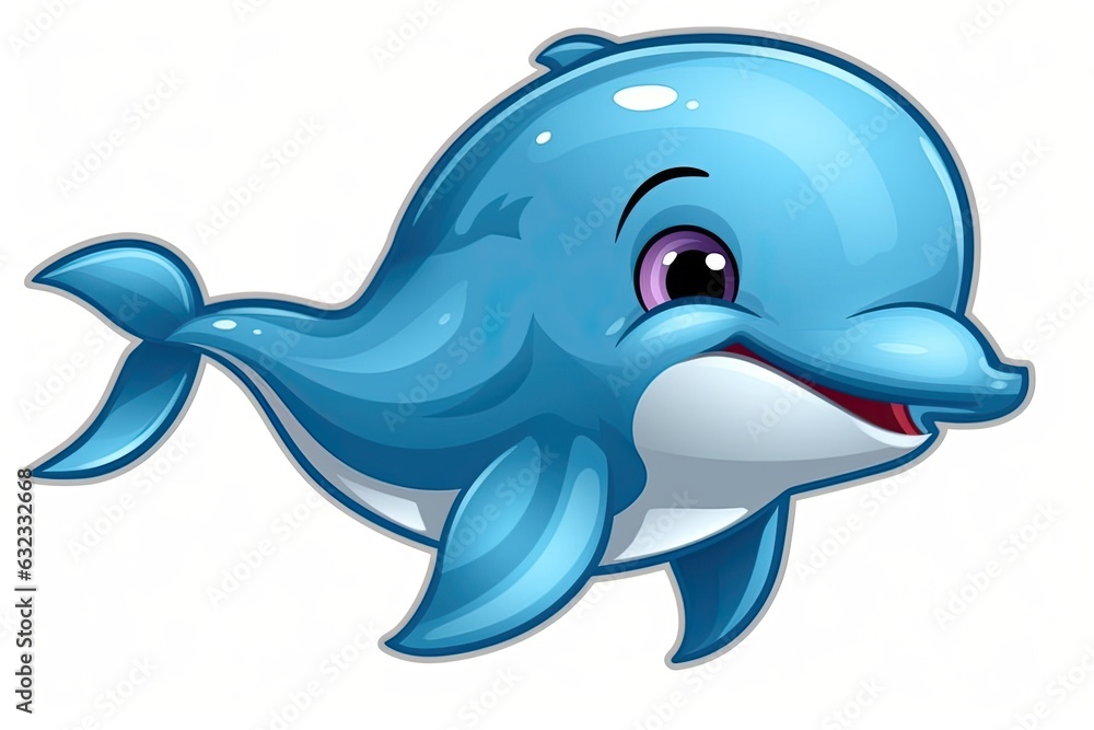 Obraz premium dolphin cartoon funny adorable. Generative AI