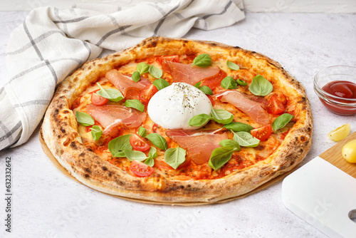 Tasty pizza with Burrata ch...