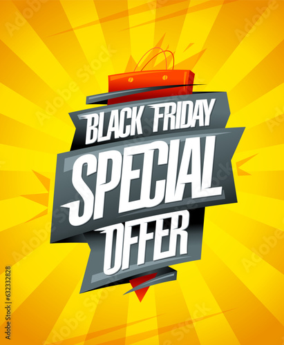 Black friday special offer, sale banner design