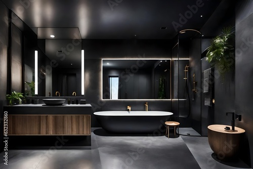 Bathroom interior with bath tub