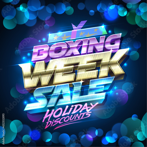 Boxing week clearance sale banner design with 3D style lettering