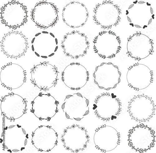 Set of frames for design. Set of icons for design. Print ready vector design for Tshirt, Mug and printing item. bundle design  .Black and white view. design vector set.
