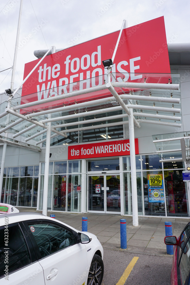 Southampton England 7 August 2023 The Food Warehouse shop sign and