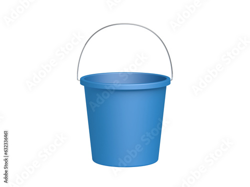 Blue bucket. Isolated. Plastic. 3d illustration.