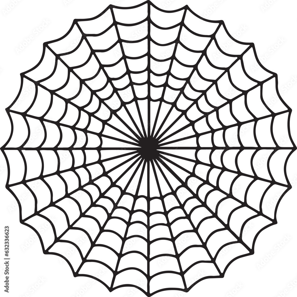 Fototapeta premium Spider web for Halloween. Halloween cobweb, frames and borders, scary elements for decoration. Hand drawn spider web or cobweb with hanging spider. Vector bundle .