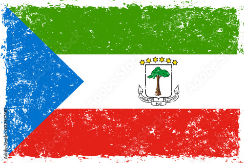 Equatorial guinea republic flag grunge distressed style