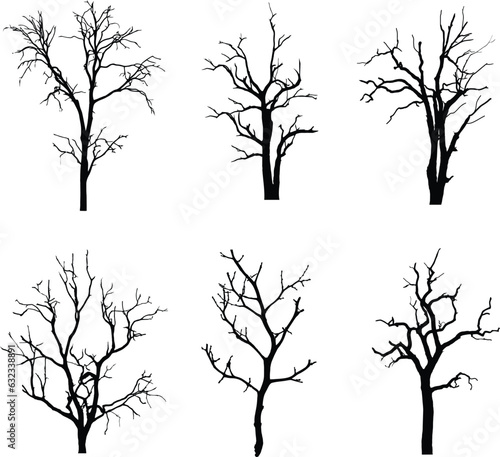 A vector collection of thin spooky trees for artwork compositions and backgrounds