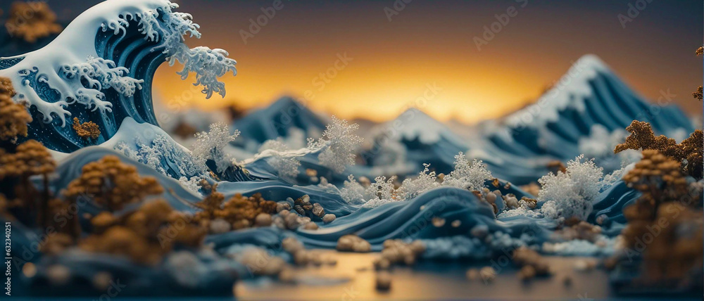 The Great Wave of Kanagawa Diorama: A Stunning 3D Representation of a ...