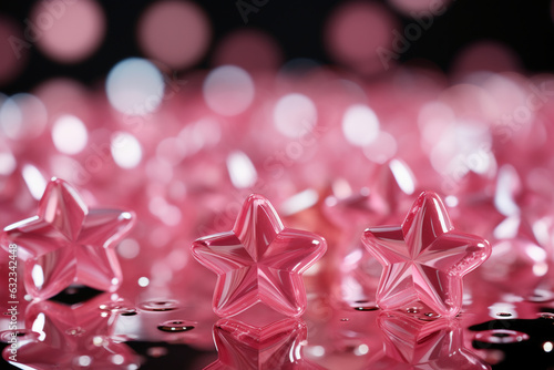 Abstract shiny background with pink color stars, trendy color, style of Barbie pink. AI generative