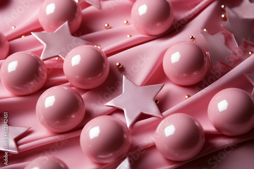 Abstract shiny background with pink color stars, trendy color, style of Barbie pink. AI generative