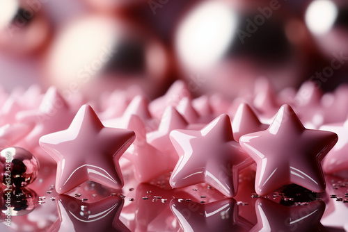 Abstract shiny background with pink color stars, trendy color, style of Barbie pink. AI generative