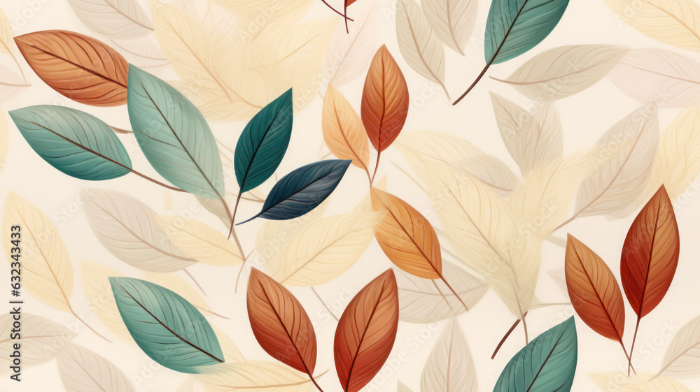Stylized Leaf Pattern on Neutral Background Stylized Leaf Pattern on Neutral Background