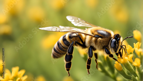 AI's Macro Mastery: Honeybee's Nectar Quest - Insect Wing & Pollen Close-up in Summer Garden; Honey Bee, Flower, Wasp & Flora Isolated Dance