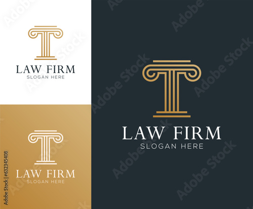Initial letter T Pillar Column law firm logo design