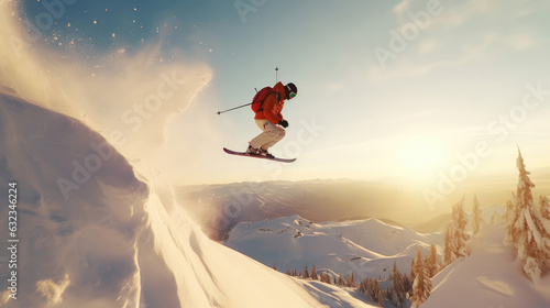 Fotografia Extreme skier jumping