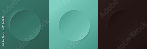 Turquoise, teal, brown paper cut background. Abstract layered circle papercut decoration illustration for presentation, banner, cover, web, flyer, card, poster, wallpaper, texture, slide, social media