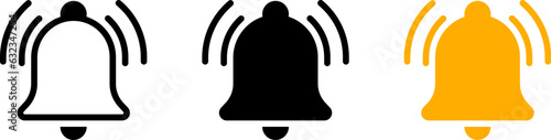 Notification bell icon set. Alarm symbol. Ringing bells. incoming inbox message sign, outline flat notification reminder icons collection. vector illustration