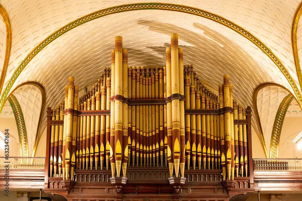 The magnificent 1847 organ of the 1804 Cathedral of the Holy Trinity, Quebec City, Quebec, Canada - obrazy, fototapety, plakaty 