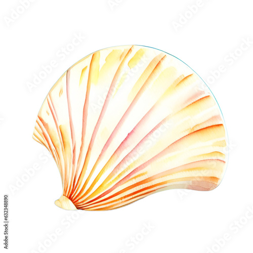 watercolor illustration of a single seashell isolated on transparent png or white background  generative ai  watercolor shell illustration for design