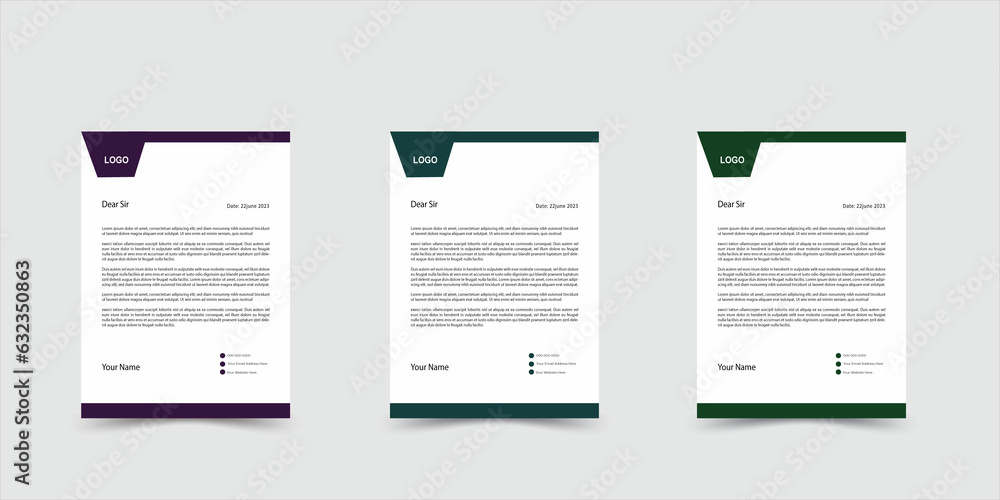 Professional and Clean corporate business letterhead template design.