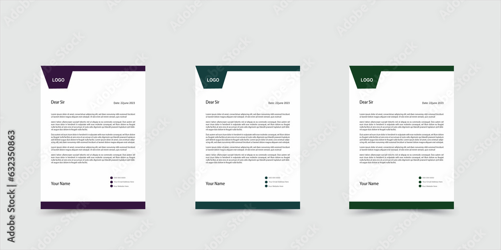 Obraz premium Professional and Clean corporate business letterhead template design.