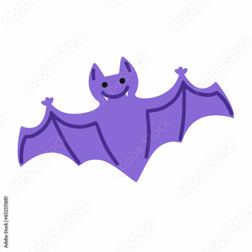 Cute bat. Vector doodle illustration. Halloween sticker.
