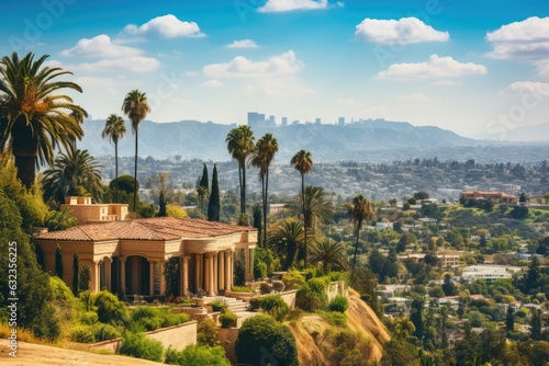 Slika na platnu Fictional landscape similar to Hollywood Hills in Los Angeles California