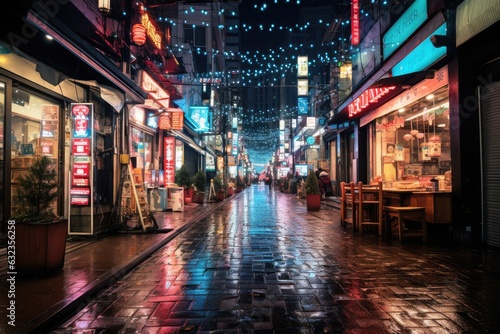 Fictional Cityscape  similar to Hongdae in Seoul South Korea picture © 4kclips