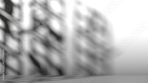 Fototapeta Naklejka Na Ścianę i Meble -  Shadows of lattice windows with light coming into the room window frames GOBO light gray black Elegant Modern 3D Rendering image background