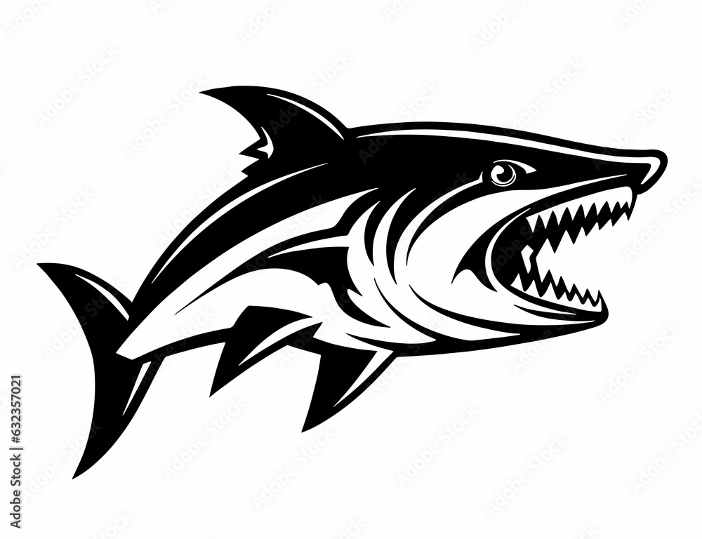 Naklejka premium Fish Shark Sturgeon Carp Koi Sturgeon China Japan Decorative tattoo print stamp Exlibris