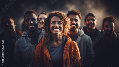 Group of people joyfully celebrating together. Generative AI