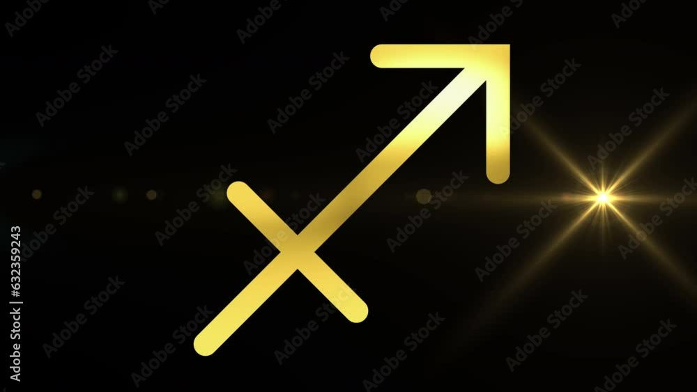 Sagittarius Sign Astrology Animated in Gold, with ALPHA Channel ...
