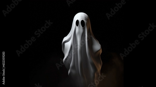 Amidst the enigmatic void, a haunting ghost glides serenely, its ethereal form blending with the shadows, evoking a sense of spectral intrigue.