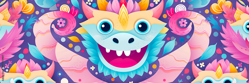 Obraz premium Cute Colorful Chinese Dragon Image