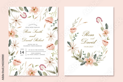 wedding invitation with delicate floral frame