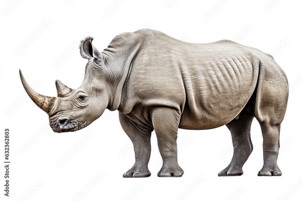 Fototapeta premium African White Rhinoceros isolated on transparent background.