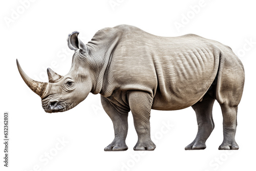 African White Rhinoceros isolated on transparent background.