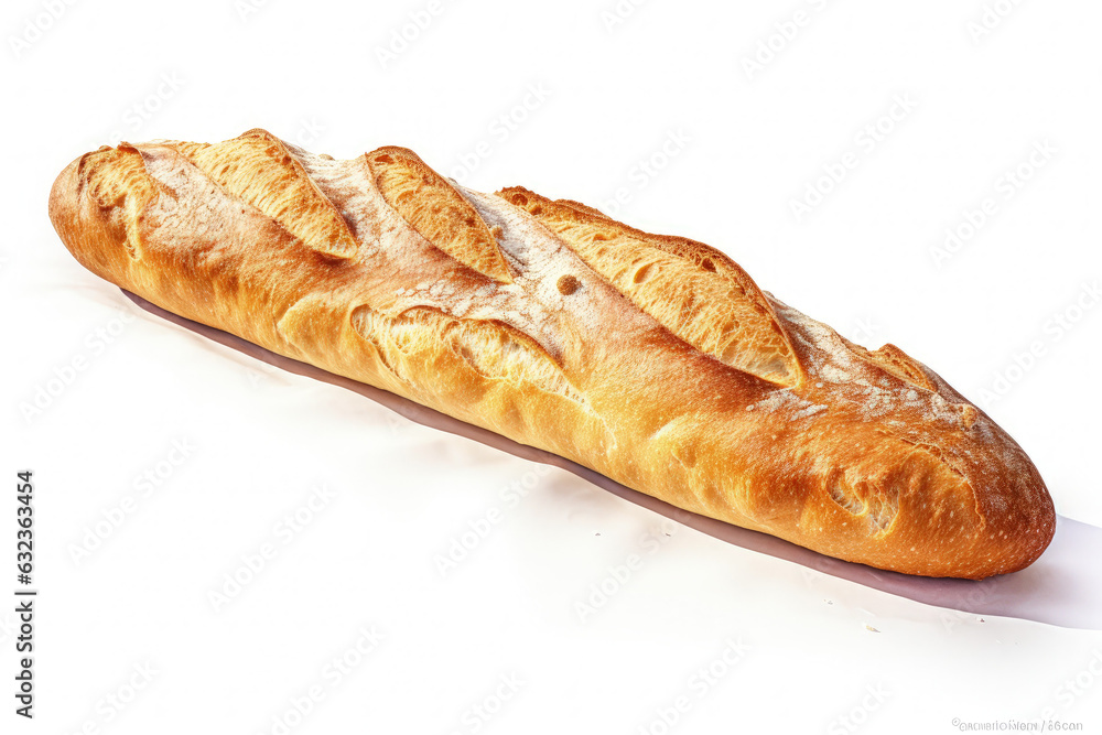 Big french bread illustration on white background. Generative AI Big french bread illustration on white background. Generative AI