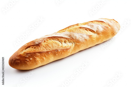Big french bread illustration on white background. Generative AI