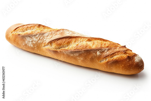 Big french bread illustration on white background. Generative AI