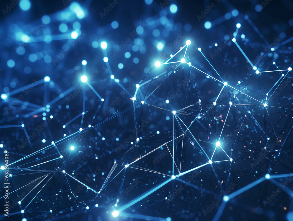 Abstract polygonal space low poly dark background with connecting dots and lines. Connection structure. Generative AI Abstract polygonal space low poly dark background with connecting dots and lines. Connection structure. Generative AI