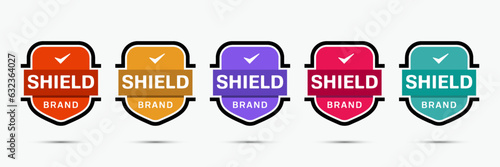 Shield badge logo design with bold outline. Security company logo. Shield icon.