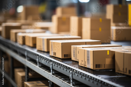 Cardboard boxes on a conveyor belt in a warehouse © Martin Rettenberger