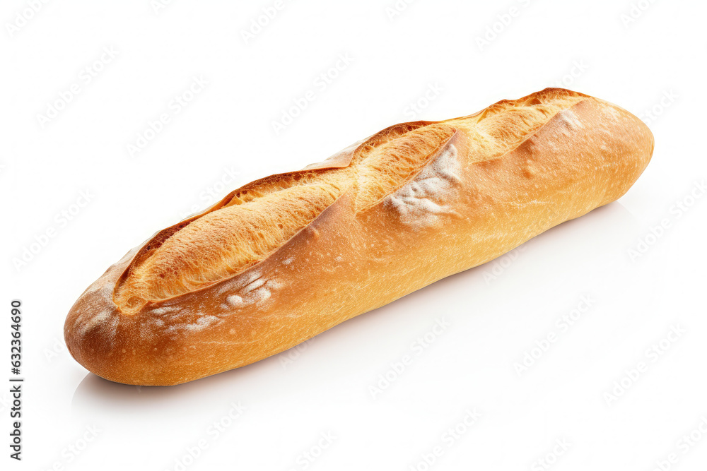 Big french bread illustration on white background. Generative AI Big french bread illustration on white background. Generative AI