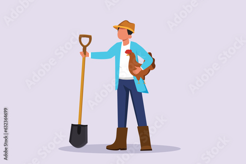 Happy man caring about interior potted plants. Home gardening and growing houseplants concept. Colored flat vector illustration isolated. 