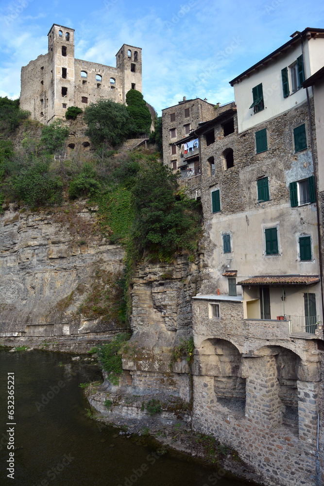 Dolceacqua, Liguria, Italy 06-08-2023- The ancient medieval village of Dolceacqua and the Doria Castle in the Ligurian hinterland