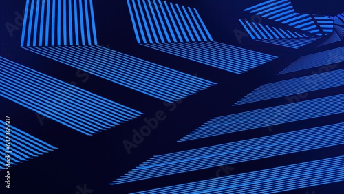 Fototapeta Naklejka Na Ścianę i Meble -  A background of an Elegant and Modern 3D Rendering image in blue and black with LED tunnel electric bulletin board