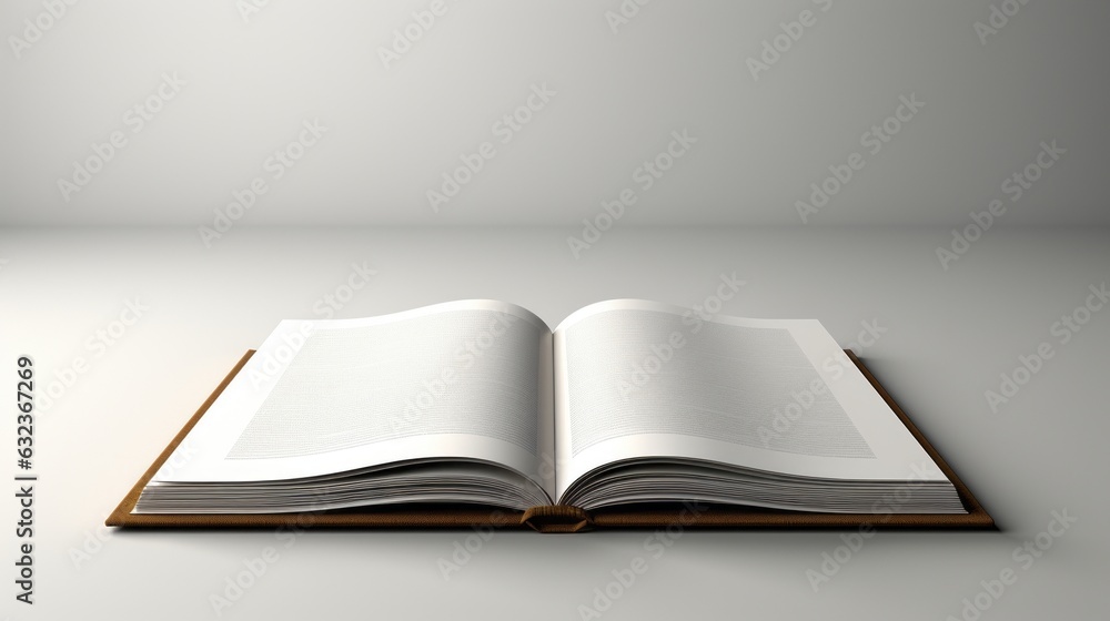 An open book with a plain background. This was created with generative ai and does not have real words. An open book with a plain background. This was created with generative ai and does not have real words.