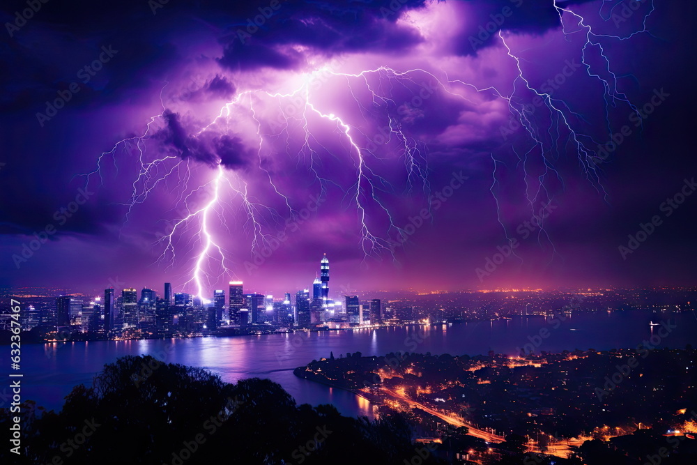 Lightning storm over the city